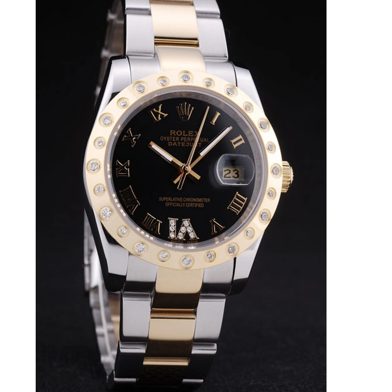 AAA Replica Watches 7463 Diamond Dial Rolex Datejust Bezel Black 0801